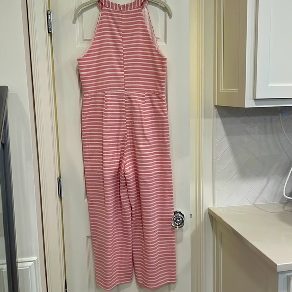 Prettygarden Pink Striped Cropped Jumpsuit with Halter Neck w/ Pockets XS/S - Picture 6 of 7